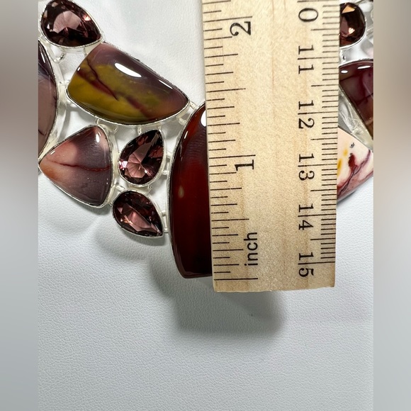 Mookaite Jasper 925 Large Gemstone Necklace & Bracelet - Picture 6 of 10